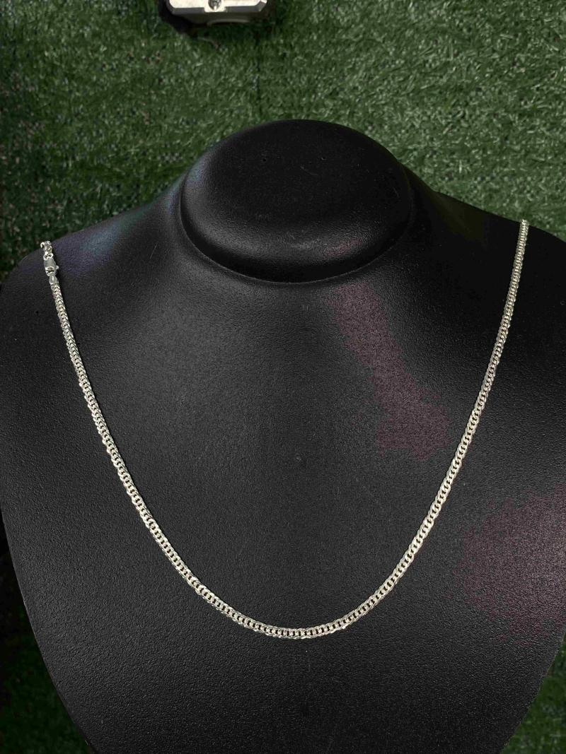 Corrente 3mm - escama de peixe elo duplo - prata 925