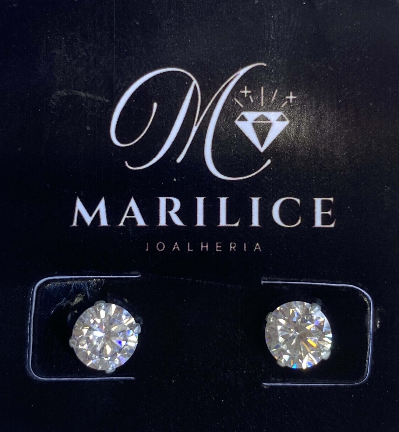 Brinco Zircônia redonda 6mm em Prata 925