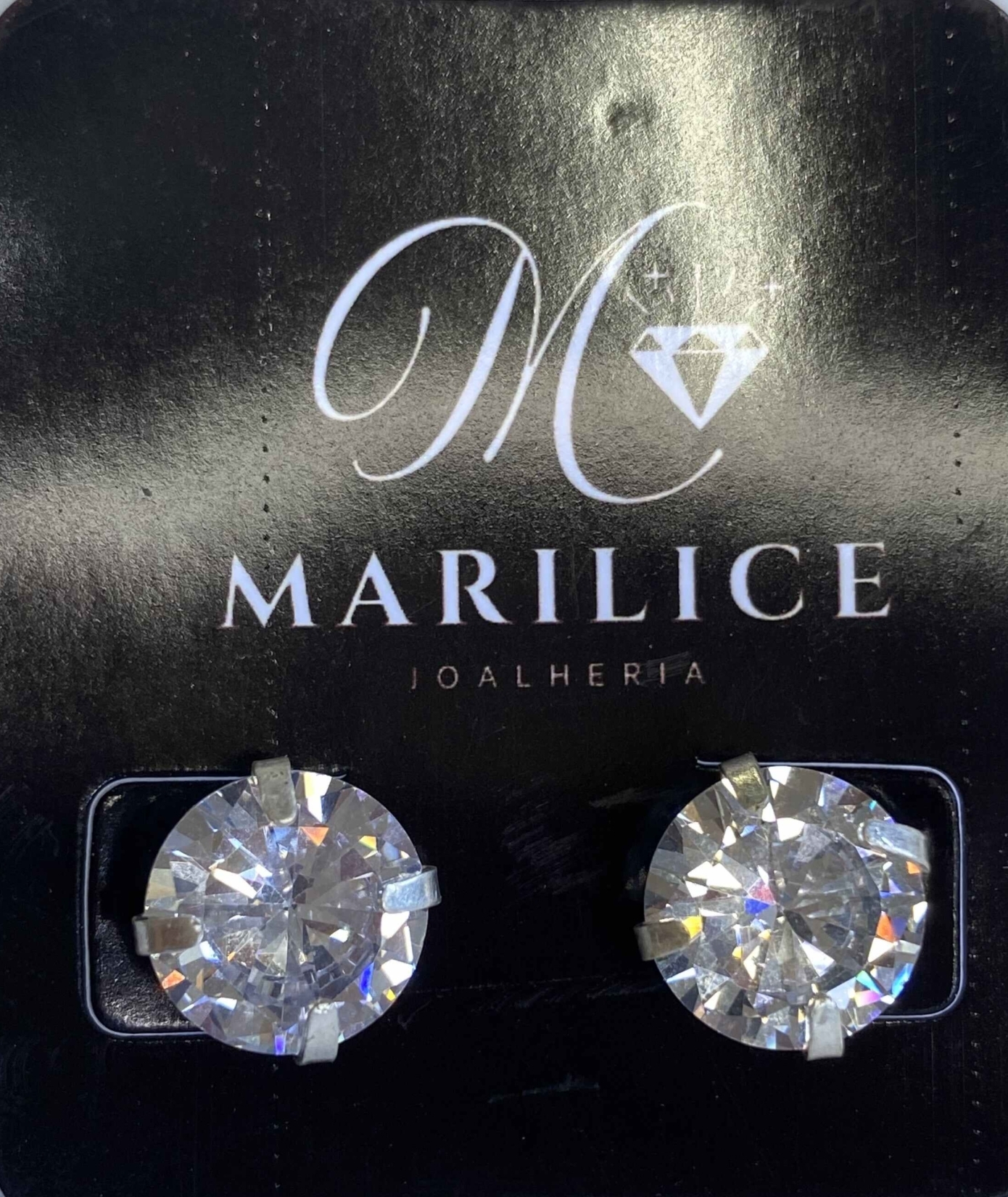 Brinco Zircônia redonda 10mm em Prata 925