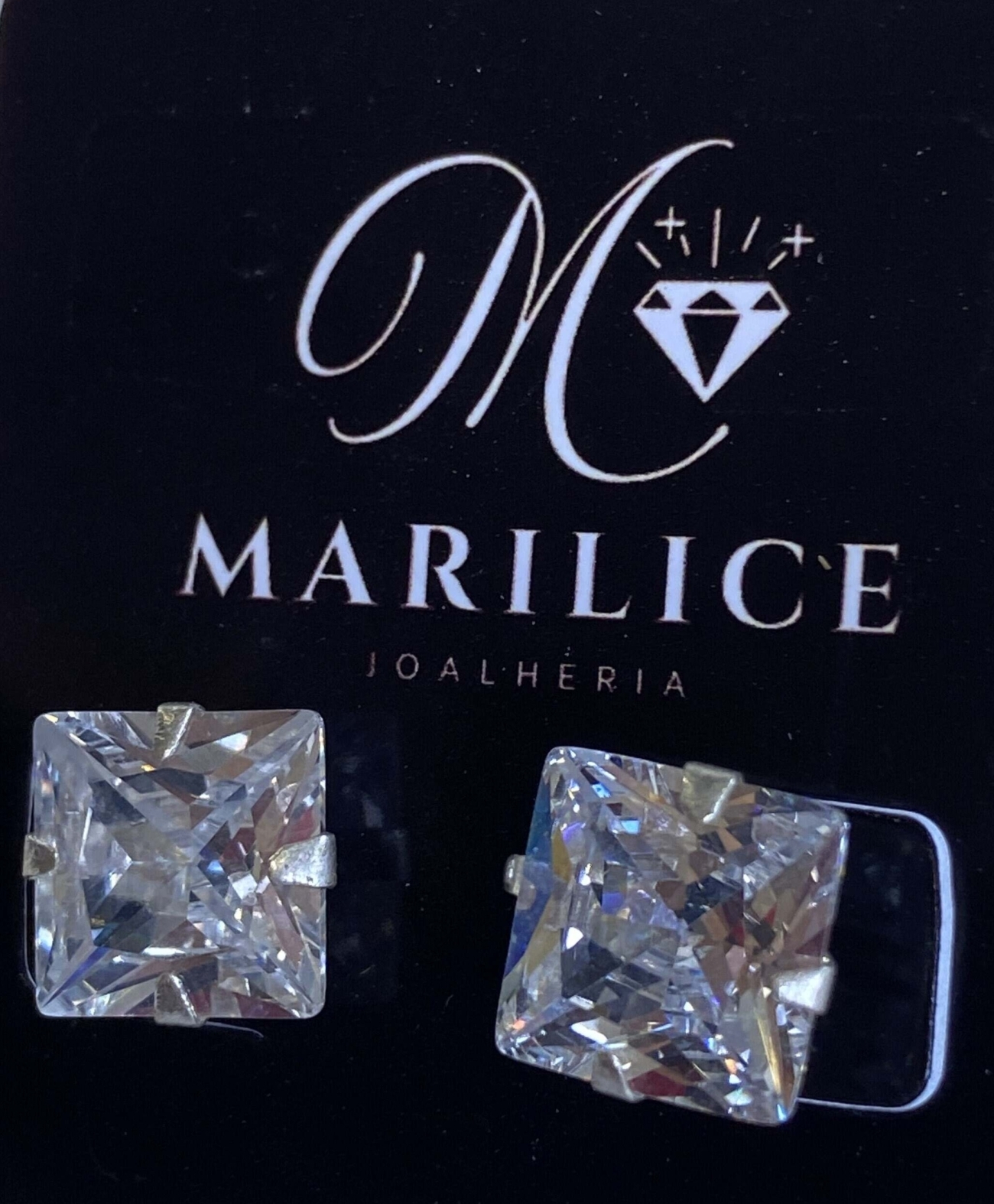 Brinco Zircônia quadrada 10mm em Prata 925 - Image 2